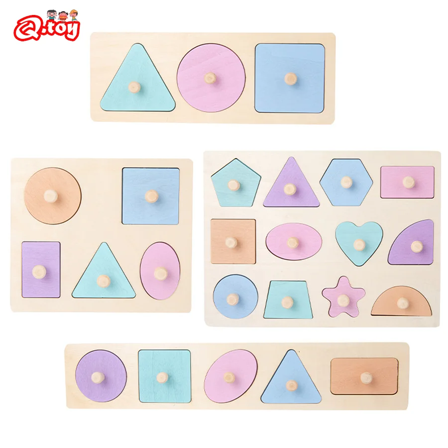 Wooden Macarons Peg Puzzle Game Geometry Magnetic Toys Baby Montessori Educational Toy Shape Matching Puzzle for Kids Christmas