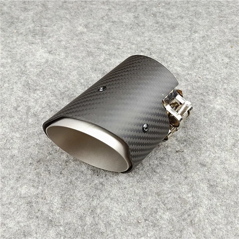 1 Piece Carbon Fiber Muffler Tip M3 M4 M5 M Performance  Stainless Steel Nozzles IN 60 63 67 70MM OUT 89MM Tailpipe Exhaust Pipe