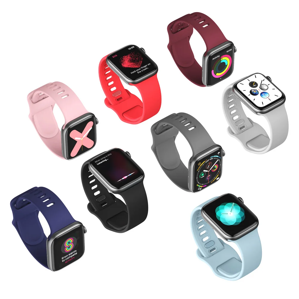 For Apple Watch Silicone Band Sport Strap 44mm 40mm 42mm 38mm for iWatch Series 1 2 3 4 5 Bracelet Wriststrap Watchband