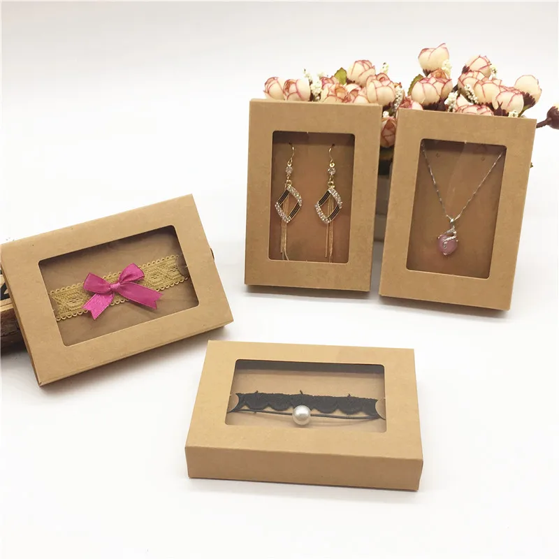 24Pieces Beautiful Jewelry Necklace Pendant Bangle Display Box With Clear Window And Inner Card Memorial Wedding Love Gift Boxes