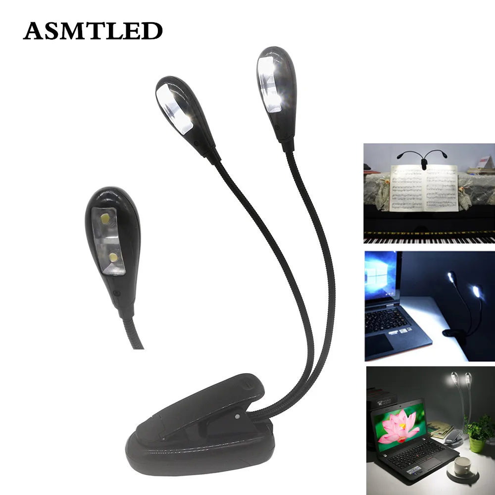 

USB Power Supply Desk Lamp with Clip Holder Rechargeable AAABattery Led Table Lamp Flexible Goosenecks Reading Book Night Lights