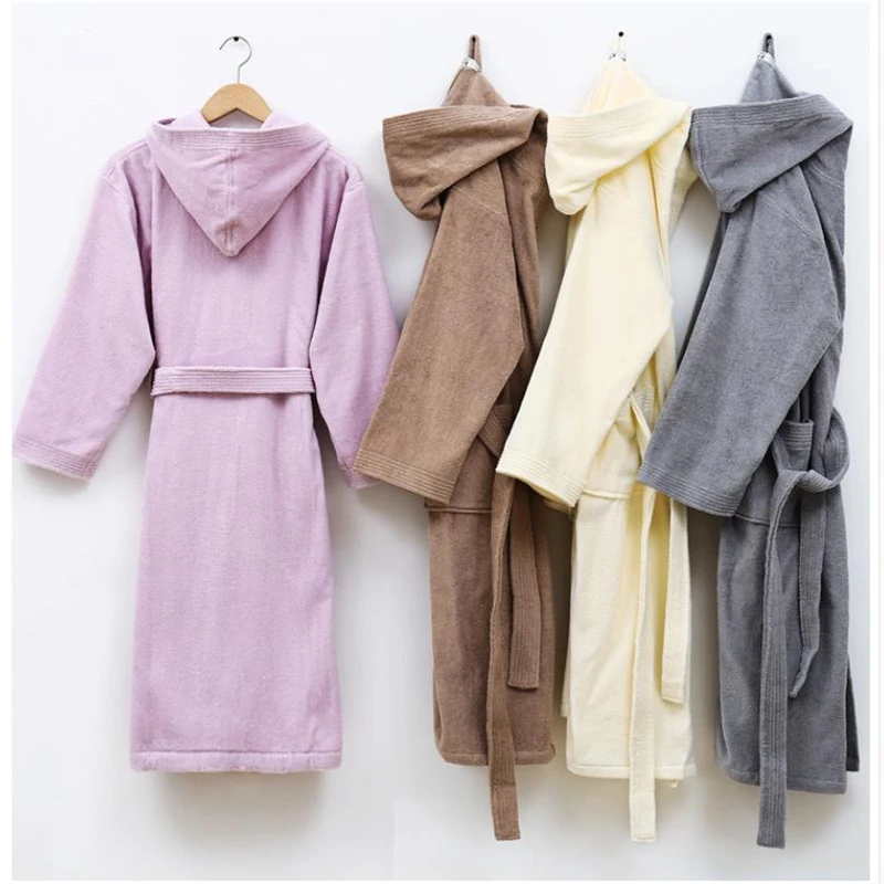 cotton bathrobe adult terry bathrobe hotel new hooded male and female water long sexy nightgown home service pijamas women