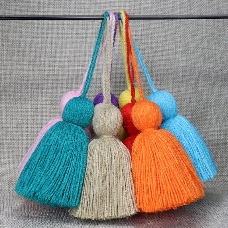 WFFNNKC New 5Pcs Polyester Fluffy Fat Tassels Trim Home Textile Garments Curtains Crafts Hanging Fringe Fashion Bag Pendant