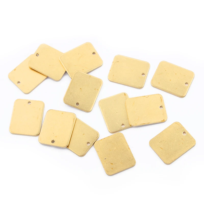 20Pcs Raw Brass Flat Rectangle Stamping Blank Hanging Tags Charms Pendant 1mm Hole For Earring Necklace DIY Jewelry Making