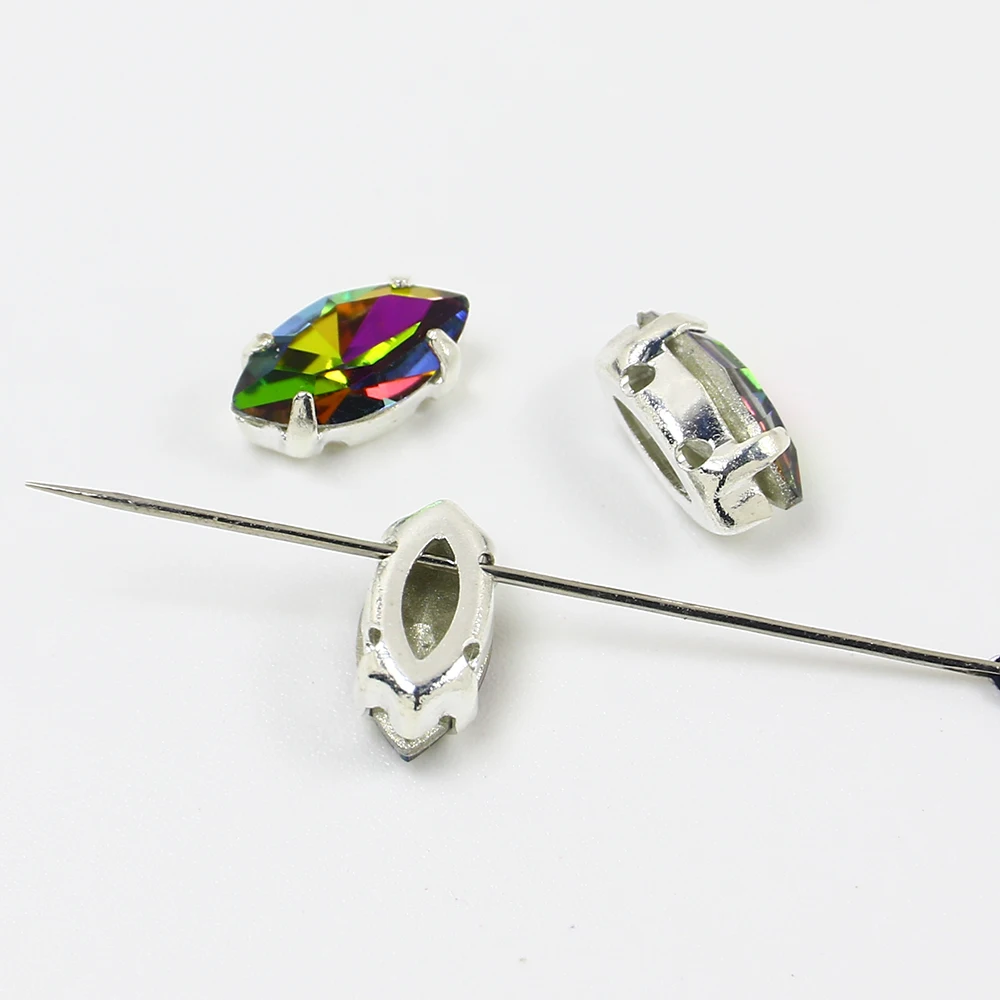 10*5mm Horse Eye Glass cristal Rhinestones With Claw Sew On rhinestone appliques Strass glitter stones For needlework Clothes