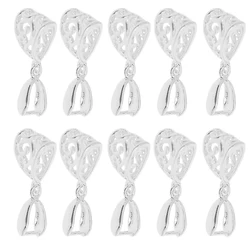 10Pcs Silver Pendant Findings Bails Connectors Bale Pinch Clasps Jewelry Findings & Components Charm Bail Beads DIY Crafts