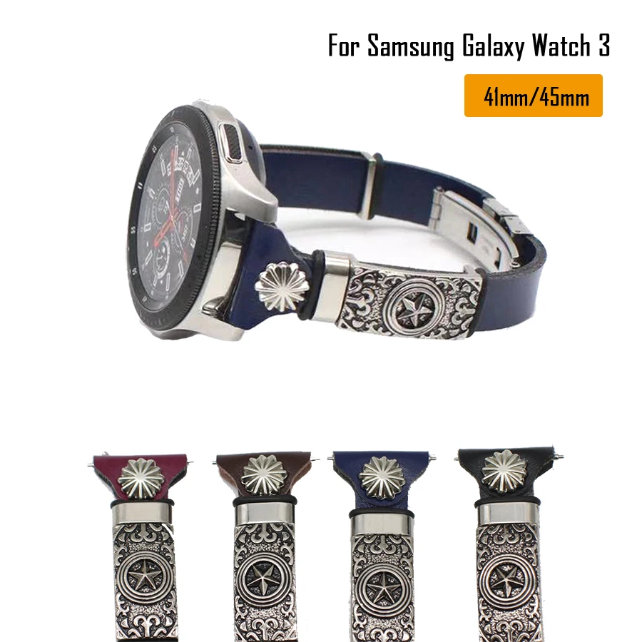 22mm 20mm High Quality PU Leather Strap for Samsung Galaxy Watch 3 Band 41mm 45mm/46mm/42mm/Active 2 1 Bracelet