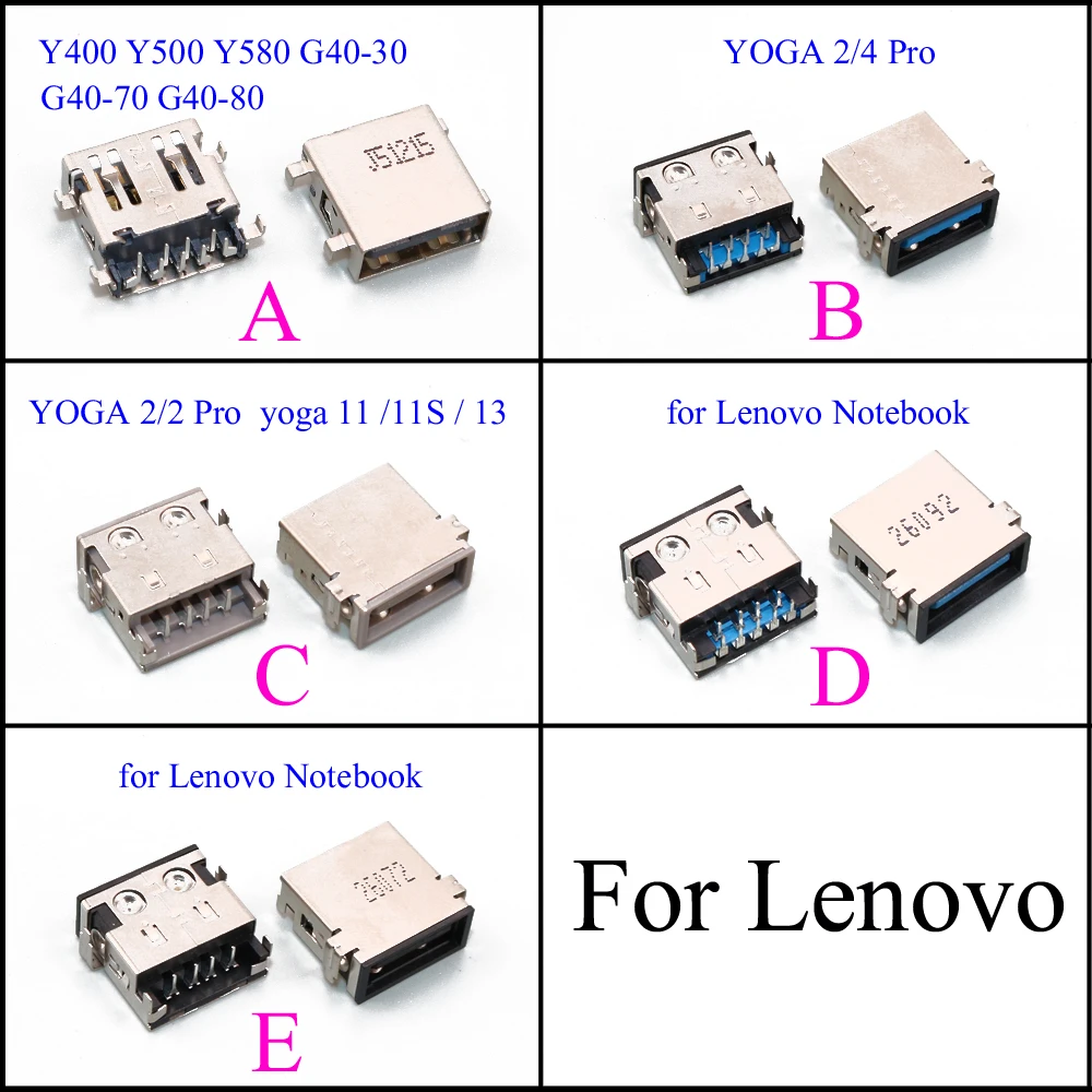 YuXi USB Jack 2.0 3.0 Socket Connector for Lenovo Y400 Y500 Y580 G40-30 70 80 yoga 2 4 Pro 11 11S 13 etc Laptop USB2.0 3.0 Port