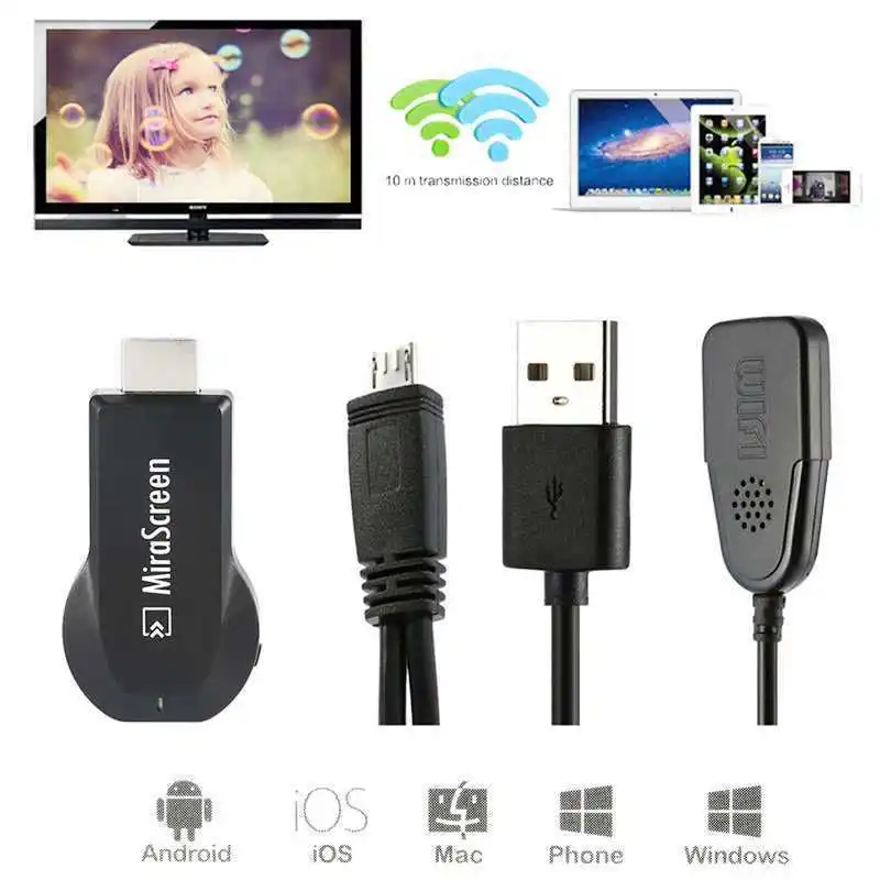 

ТВ-флешка Miracast MiraScreen HD 1080P HDMI-совместимая с Anycast DLNA Airplay WiFi-приемник для Android iOS Windows