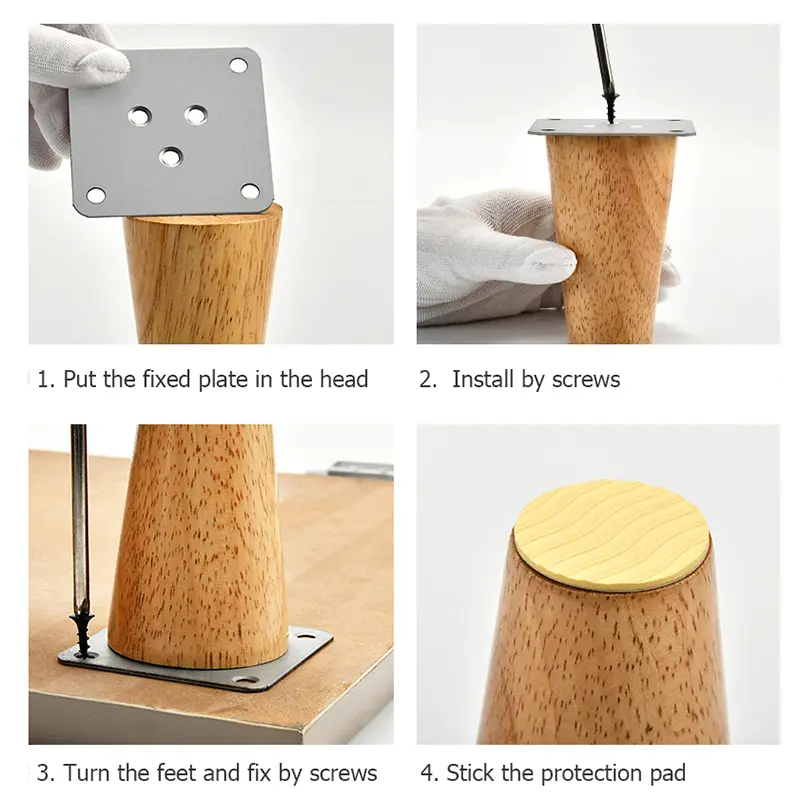 KAK Natural Solid Wood Furniture Leg Table Feets Wooden Cabinet Table Legs Fashion Furniture Hardware Replacement for Sofa Bed - Image 6