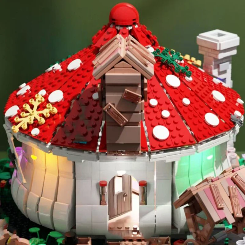 2633 PCS Mushroom House Highly Difficult Model Building Blocks Bricks Architecture City Country Village Cottage Creative Expert