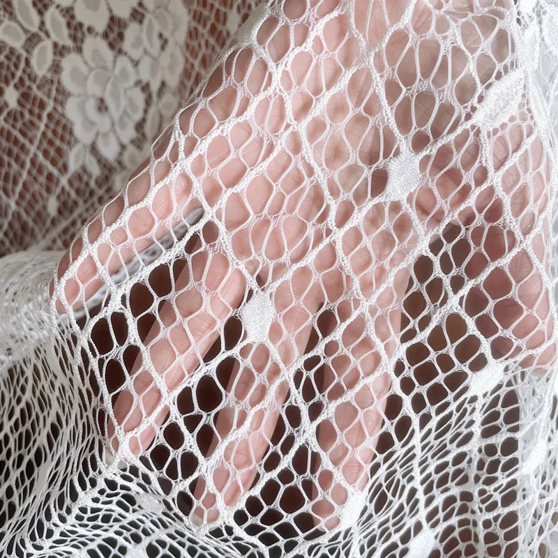 Dicker, weicher Spitzenstoff für Hochzeitskleider, Wimpern-Druckgarn, geometrische Blumendekoration, Accessoires, neuer Stil, RS3771 – Detail 5
