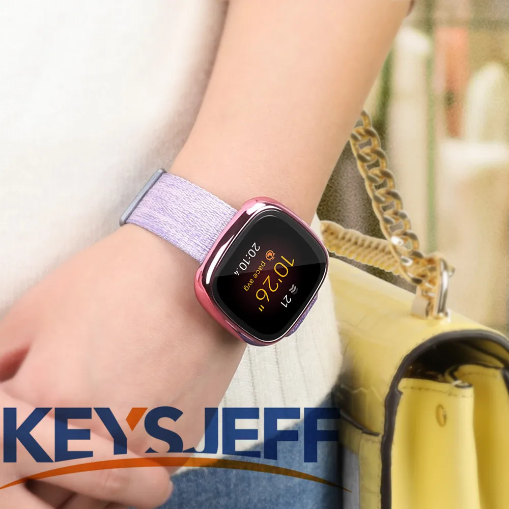 Screen Protector Case Compatible with Fitbit Sense Case /Versa 3 Hard Screen Protector Plated Bumper All Around Cover KJ61008