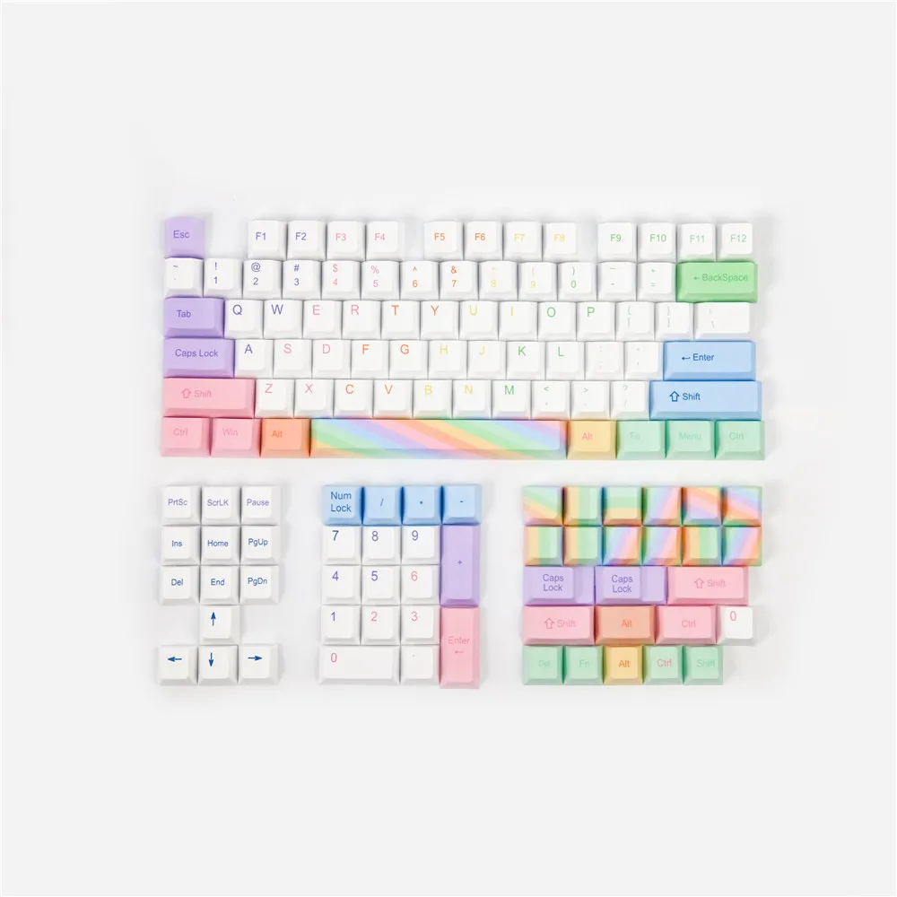 

PBT Keycaps Cherry Profile Rainbow Keycap DYE Sublimation 2U Shift 6.25U Spacebar For GH60 XD64 GK61 64 84 87 96 104 108