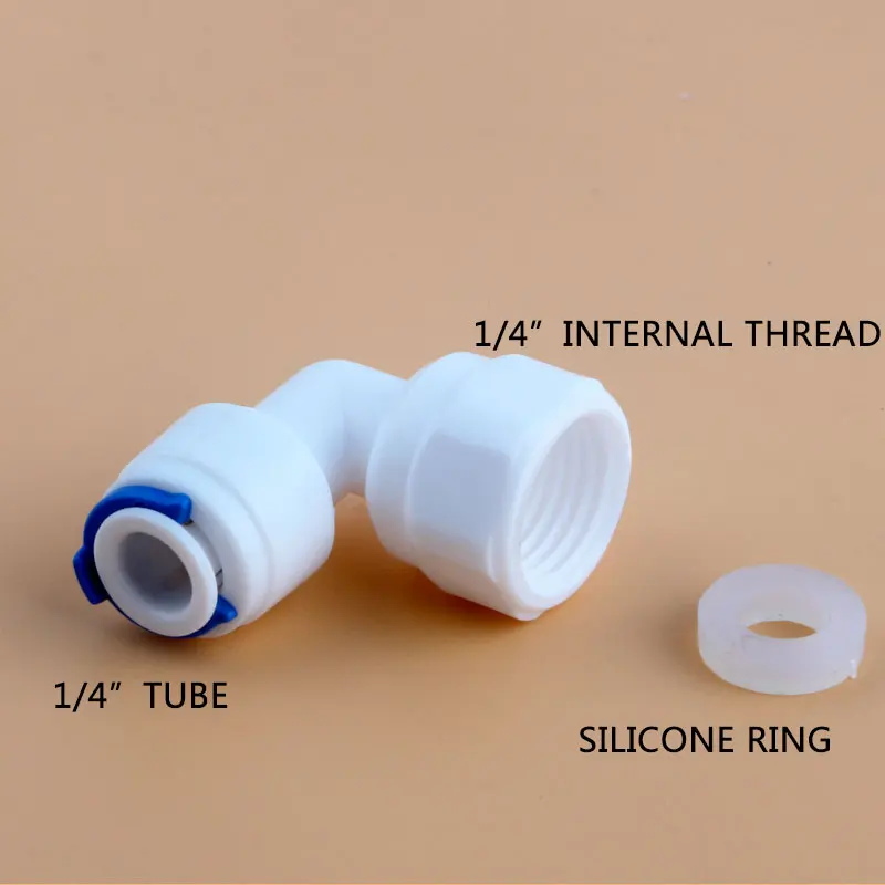 1/4" Internal thread to 1/4" Tube Elbow with Silicone ring 2544N joint Water Fitting diameter 12MM Quick White fast connection