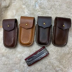 Hand-stitched 91mm Folding Tool Cowhide Cover, Leather Scabbard for Army Tool Shell Storage Case, Protection Shell