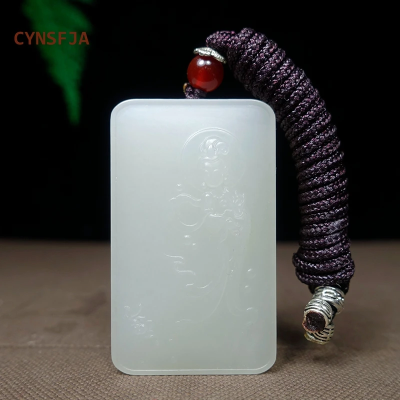 

CYNSFJA New Real Rare Certified Natural Hetian Jade Nephrite Men's Lucky Amulets Guanyin Jade Pendant High Quality Best Gifts