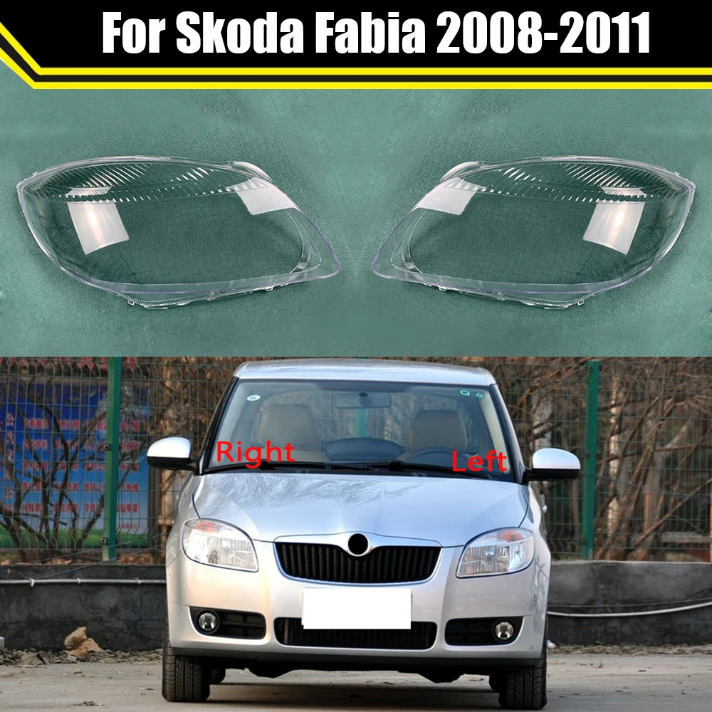 Car Protective Headlight Glass Lens Cover Shade Shell Auto Transparent Light Housing Lamp For Skoda Fabia 2008 2009 2010 2011