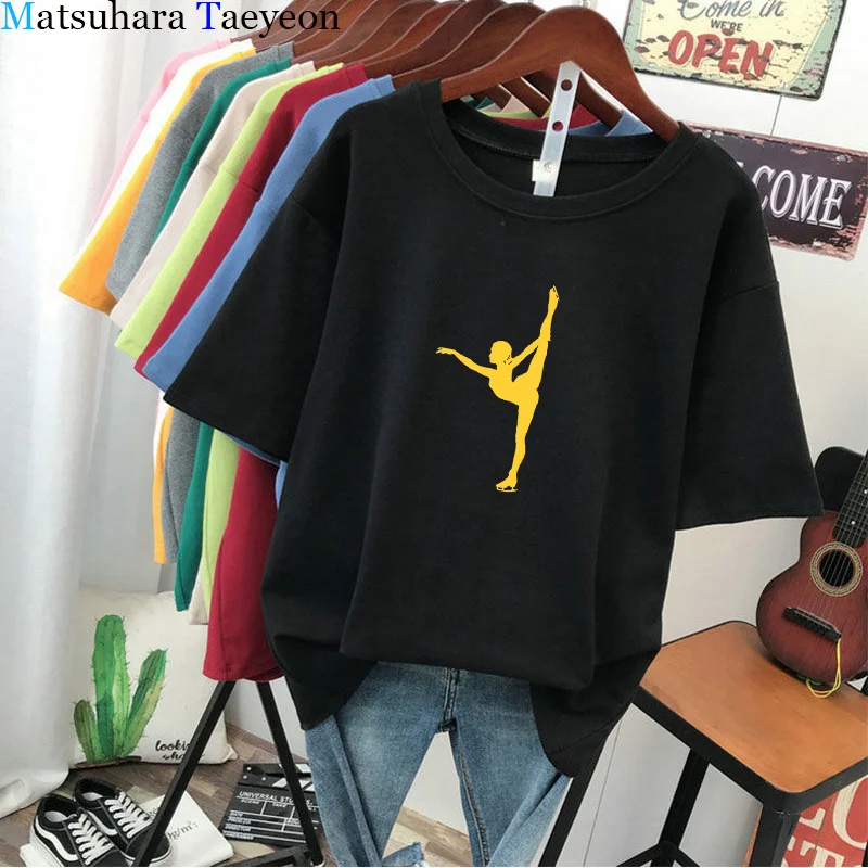 Women's T Shirt Casual Figure Skating Printed Shirts for Women Fashion Short-Sleeved Korean Style T-Shirt Graphic T-shirt