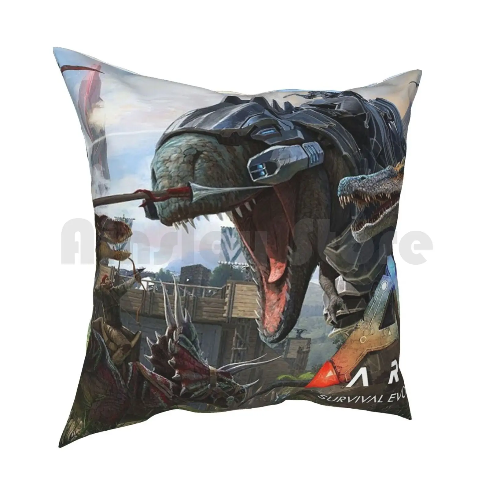 Dinosaurs War Ark Pillow Case Printed Home Soft Throw Pillow Ark Survival Evolved Dinosaur Evolution Survival Fantasy