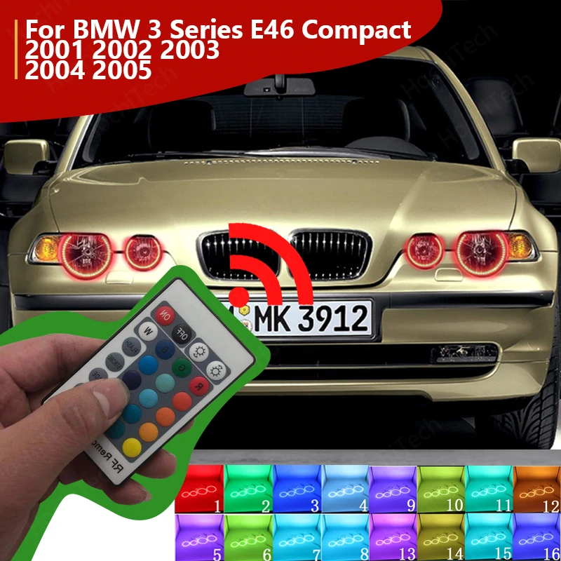 

Multi-Color Ultra bright RGB LED Angel Eyes kit with RF remote For BMW 3 Series E46 Compact 2001 2002 2003 2004 2005