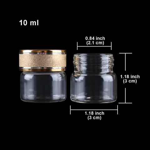 골든 프로스트 캡이 달린 미니 유리병, 포션 병, 유리 용기, 결혼 선물용 향수병, 10ml, 30x30mm, 5 개