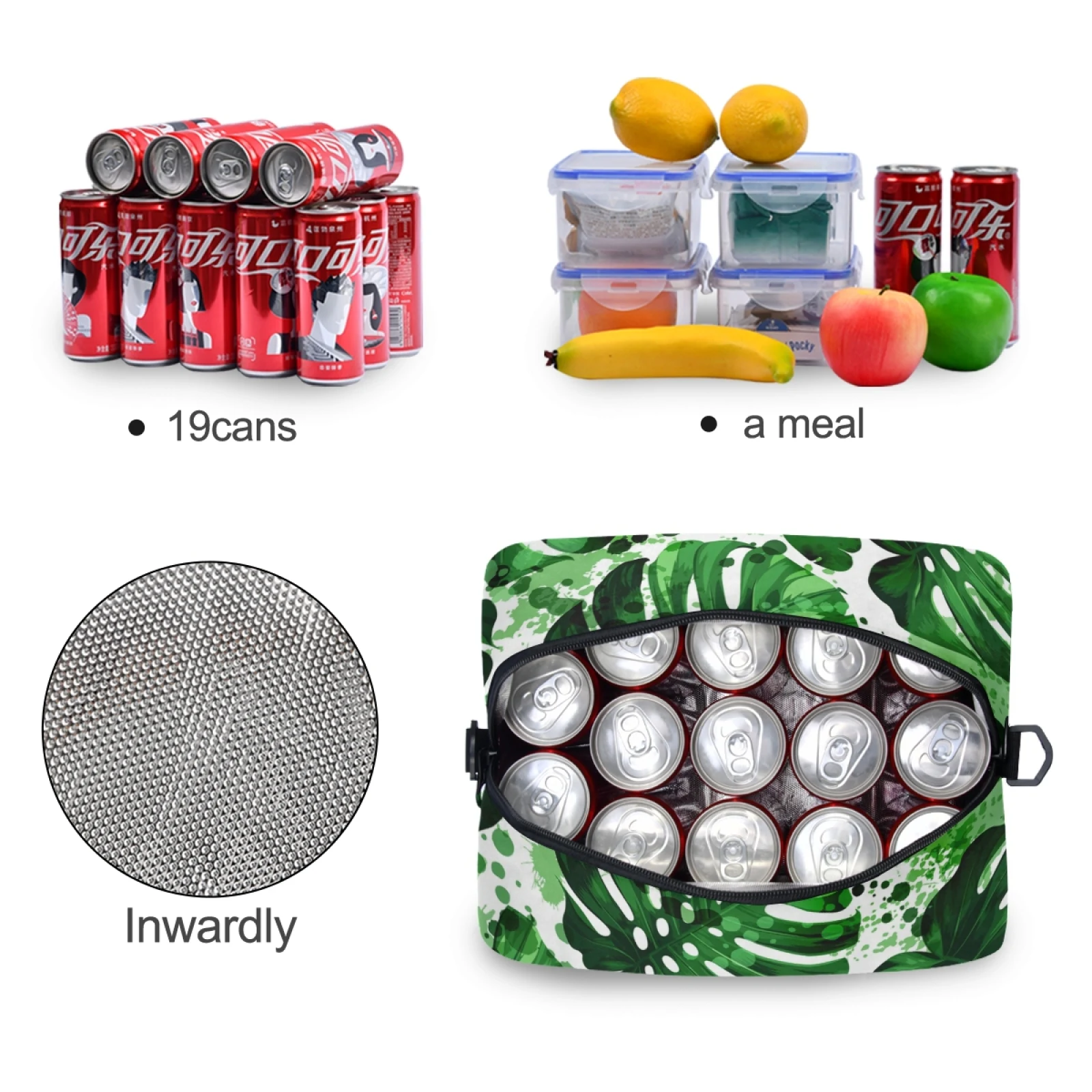 Fashion Lunch Bag Tropical Palm Leaves Print Multicolor Cooler Bags Women Hand Pack Thermal Breakfast Box Portable Picnic Travel