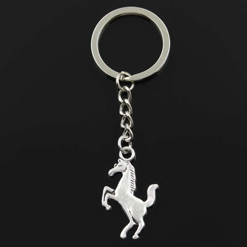 Fashion Keychain 35x21mm Gallop Horse Steed Silver Color Pendants DIY Men Jewelry Car Key Chain Ring Holder Souvenir For Gift