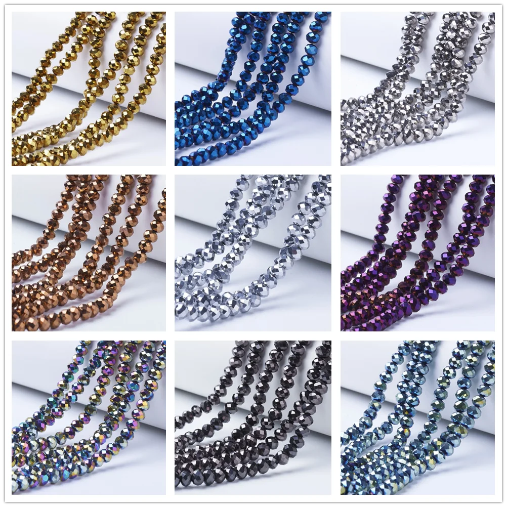 10 Strand Electroplate Faceted Transparent Glass Beads 3/3.5/4/6/8mm For Jewelry making DIY Bracelet Necklace Accessorie Finding