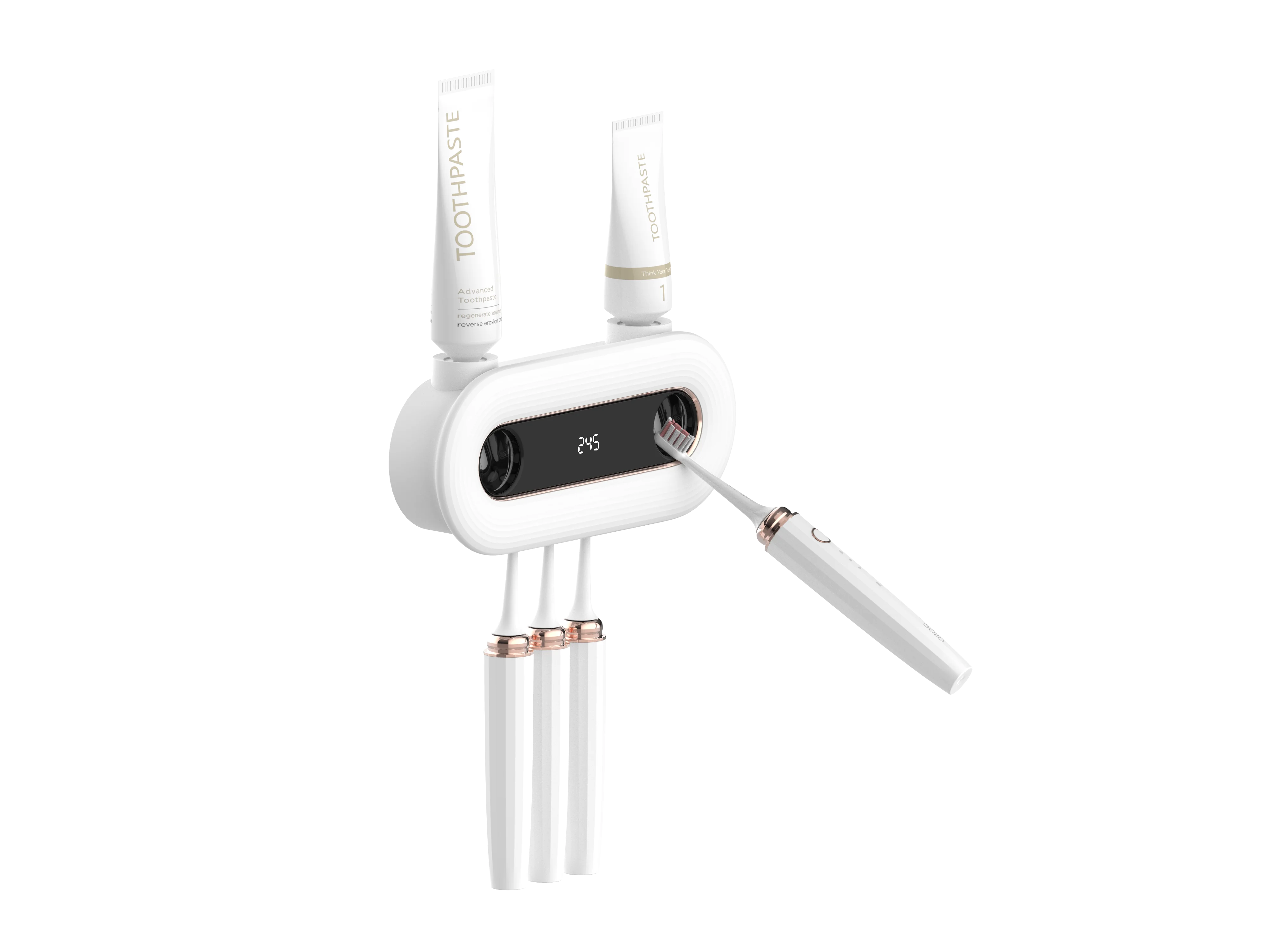

Professional Healthy and Clean Toothbrush Holder, 4 Toothbrush Holder 5-Minute Timer LED Display Wireless Wall Mounted Family