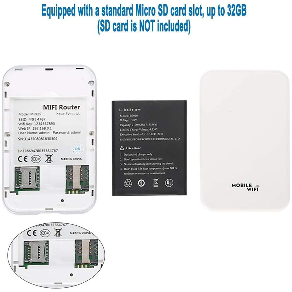 MF925 enrutador Wifi 3G 4G desbloqueado, Mini punto de acceso móvil Mifi de 150Mbps, módem portátil Usb para coche, enrutador 4g LTE, Tarjeta SIM 4G