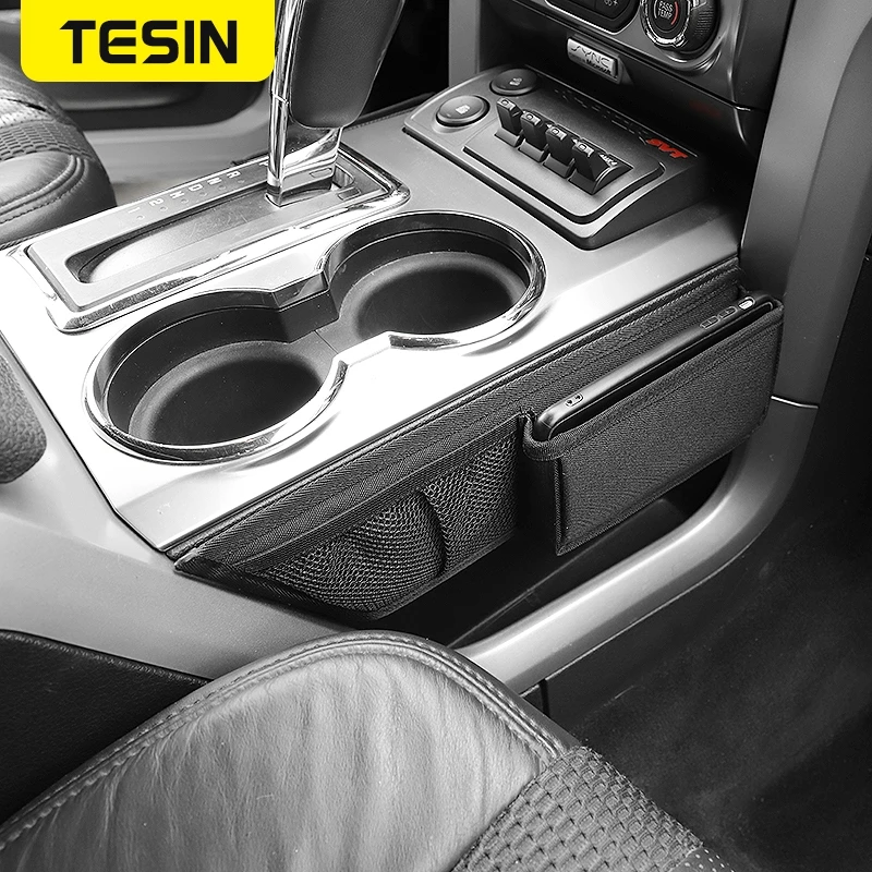 TESIN Stowing Tidying For Ford F150 Raptor Car Gear Shift Storage Bag Organizer Tray Accessories For Ford F150 Raptor 2009-2014