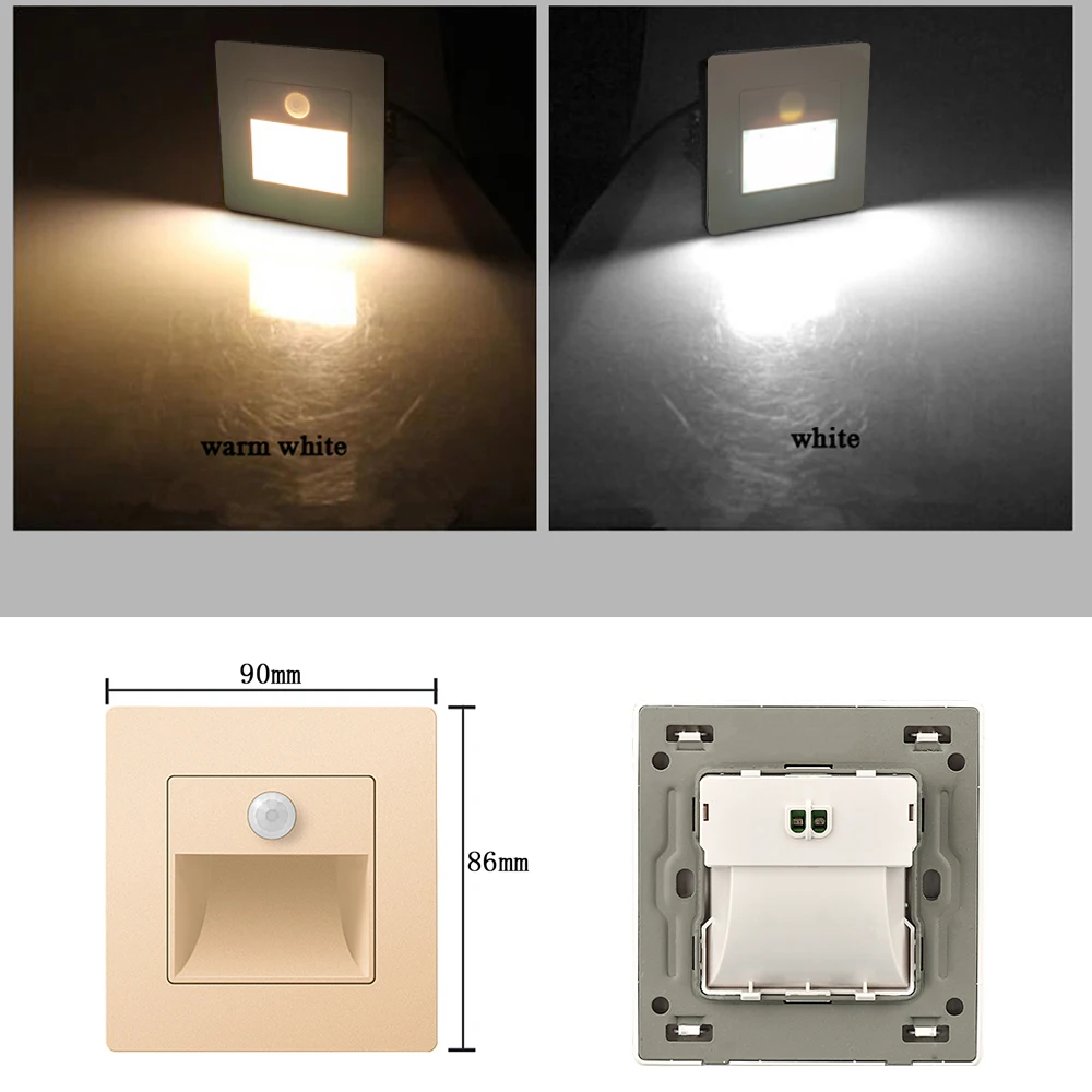 SANDIY Lampade Da Parete Sensore Da Incasso Luce Notturna per Soggiorno Step&Stair Foyer Bagno Comodino 2W LED Apparecchio di Illuminazione Interna