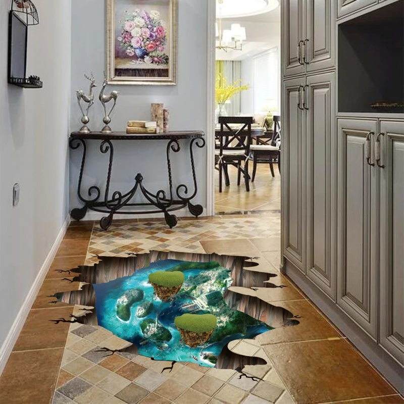 3D broken wall cosmic space wall sticker home decor living room bedroom floor decoration Removable decorative vinyl material XL