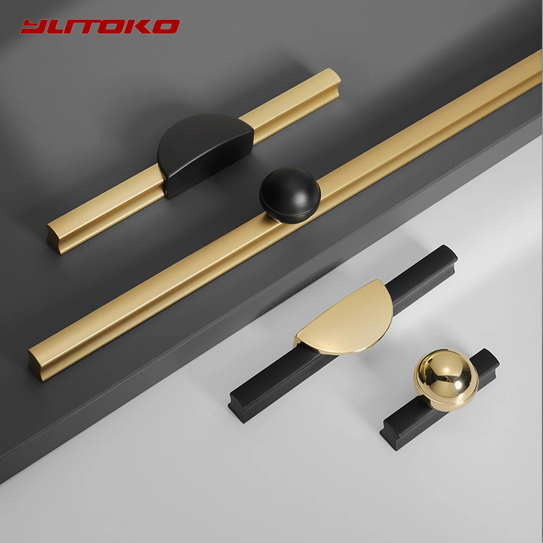 YUTOKO-Aluminum Alloy Longo Móveis Handle, Cabinet Kitchen Handles, Armário Porta Puxa, Preto Gaveta Puxadores, Hardware Ouro, 1000 milímetros