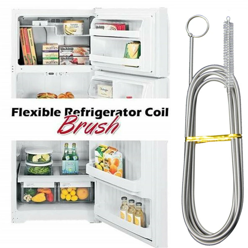 1PC Flexible Refrigerator Coil Brush Stainless Steel Kitchen Drain Tube Pipe Cleaning Brush Fridge Drain Hole Dredge Tool 1.5m