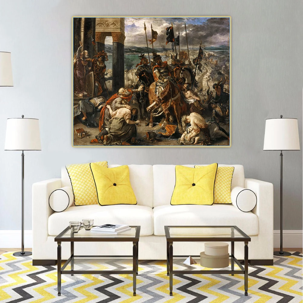 Citon Eugene Delacroix《The Crusaders entry into Constantinople》Canvas Oil Painting Artwork Wall Background Decor Home Decoration