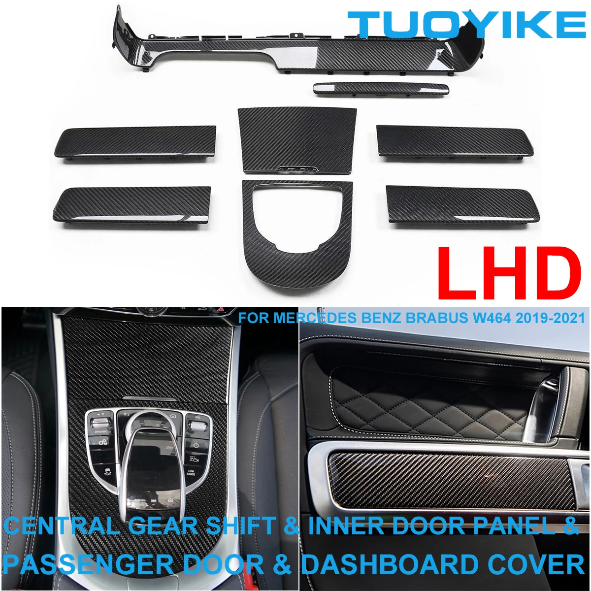 

Carbon Fiber Interior Central Console Gear Shift Dashboard Instrument Door Panel Trim Cover For BENZ Brabus W464 G63 G500 G550