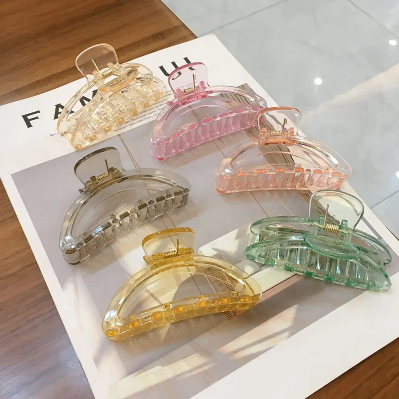 Candy Color Square Barrettes Geometric Hollow Hairpins Elegant Transparent Hair Claws Fashion Hair Accessories Women Hair Crab