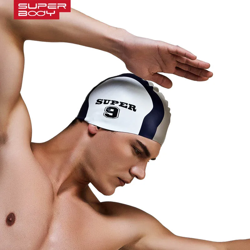 Summer water man swimming caps silicone boys  new blue bathing cap male adult professional waterproof ear Sale