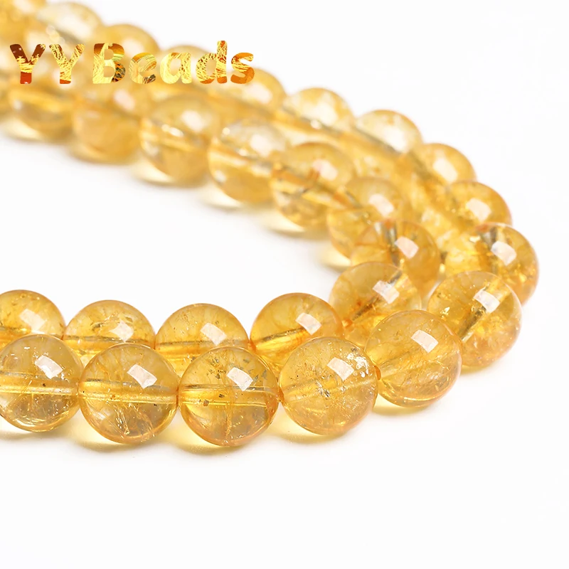 Natural Citrines Yellow Crystal Beads Round Loose Spacer Beads For Jewelry Making DIY Bracelets Accessories 15\