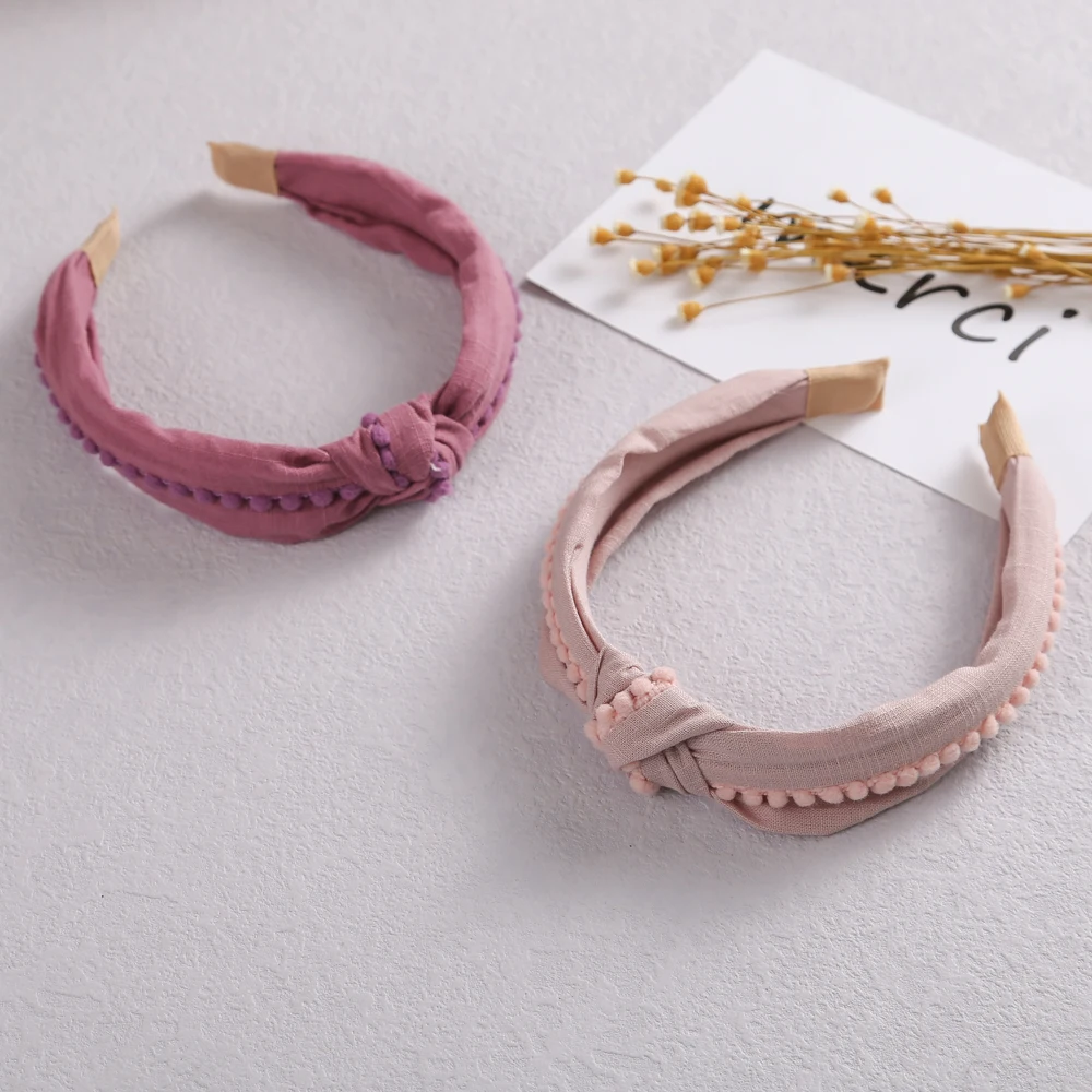 Picture 6: 1Pcs Cross Knot Hair Hoop Hairbands for Children Lovely Pompom Baby Kids Headbands Girls Hair Accessories Hair Bands