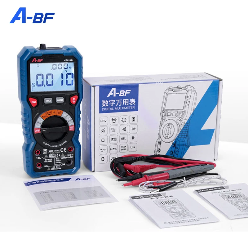 A-BF Digital Multimeter True RMS  Portable AC/DC Ammeter Multimeter Intelligent Auto Range Data Hold High Precision Anti-burn