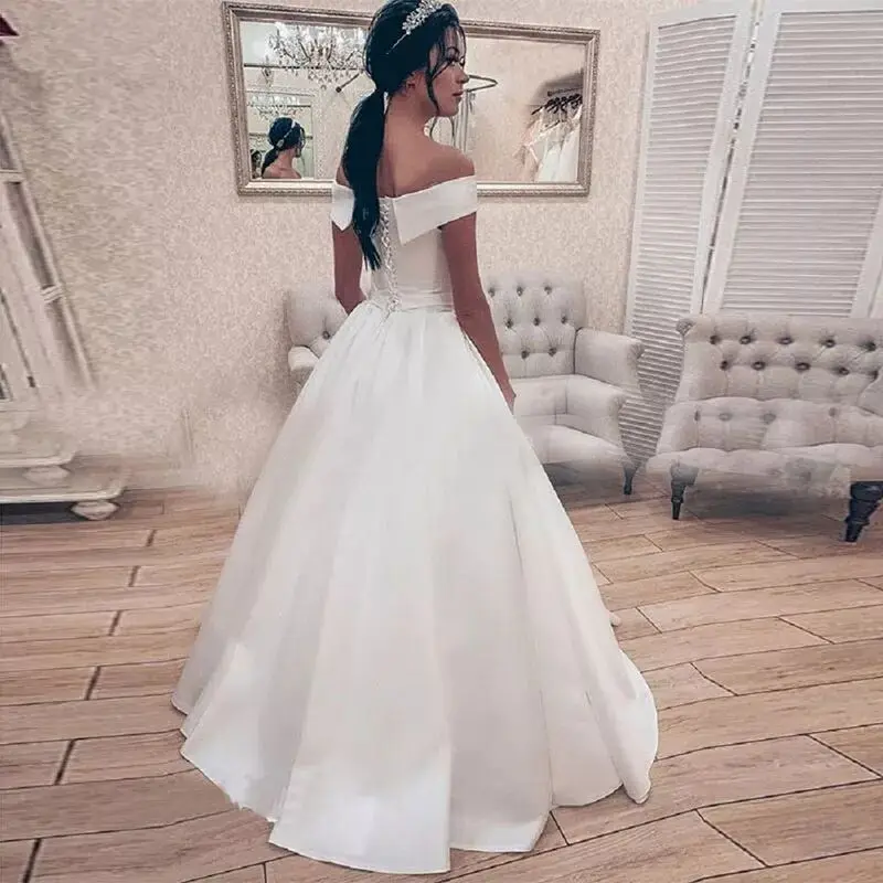 Robe de mariée plissée en satin, robe de soirée, robe de mariée, MF0023