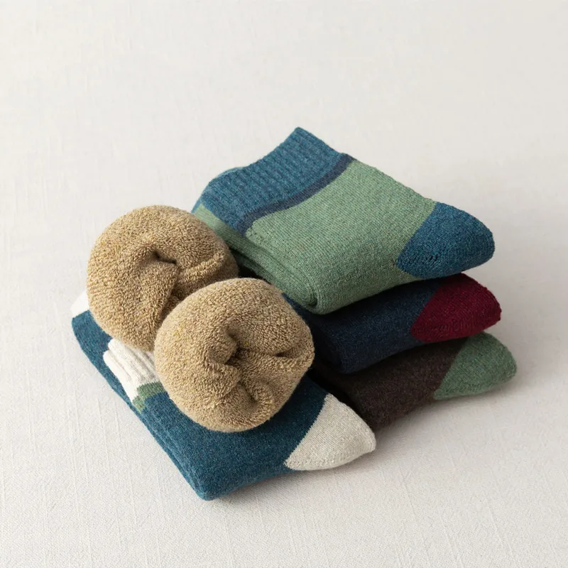 5 Paar/Set Herren-Wollsocken, verdickt, für Herbst und Winter, warm, atmungsaktiv, Business-Terry-Socken, lange Herrensocken, hohe Qualität, neu – Detail 9