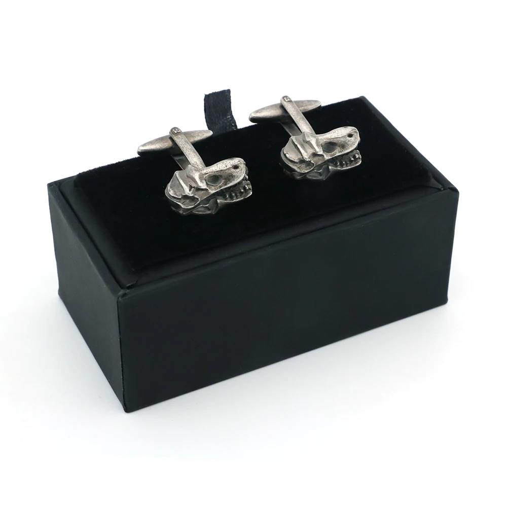 Men\'s Dinosaur Skull Cufflinks Novelty Animal Head Design Vintage Color Brass Cuff Links Wholesale&retail