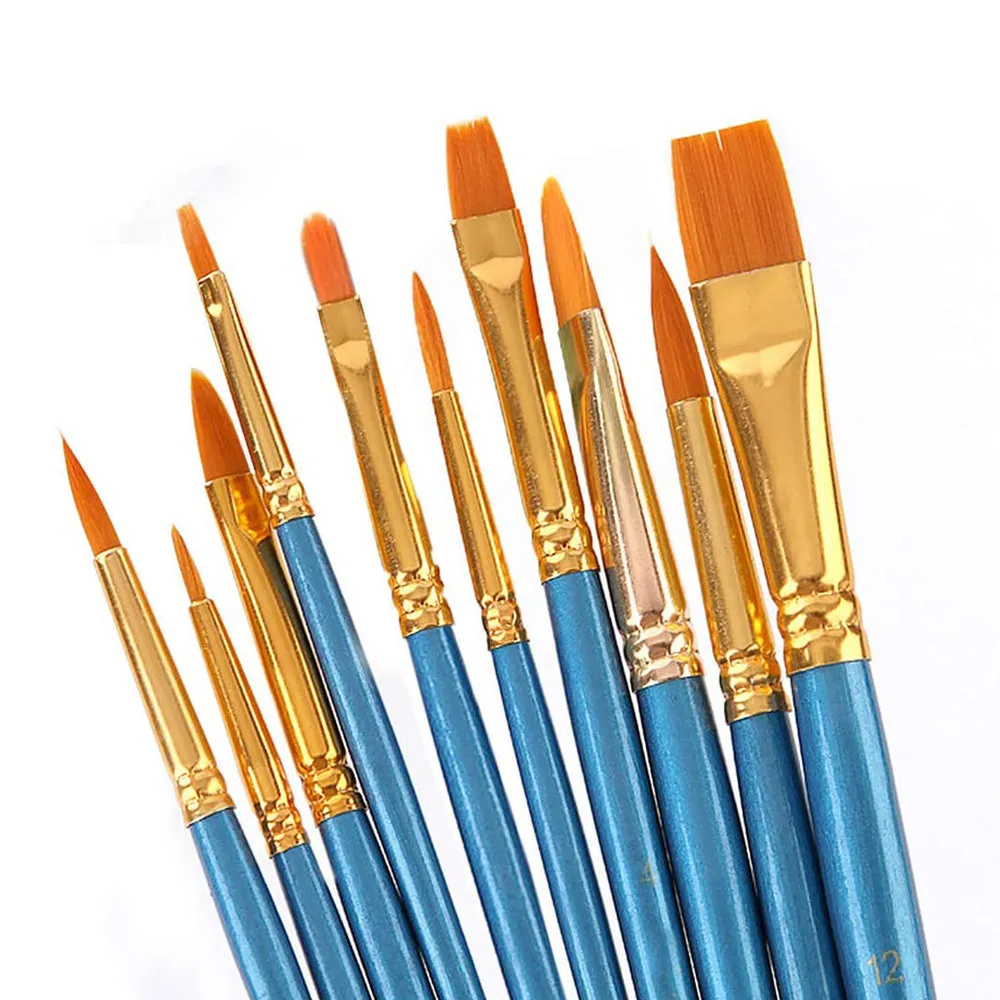 10 pcs/set Paint Brushes Watercolor Gouache Drawing Brushes Nylon Painting Brush for Children and Adults to Create Art Brushes