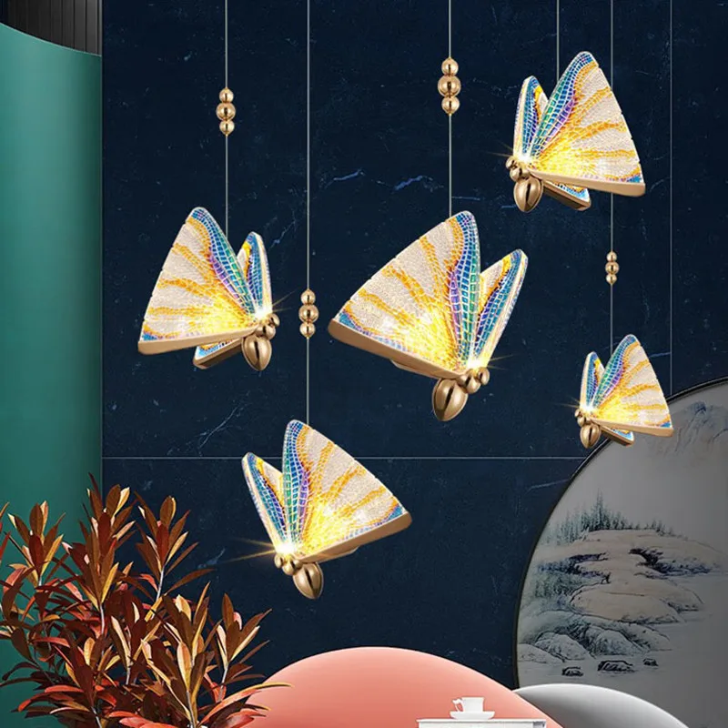 

New Nordic LED 6W 17X24cm Large Butterfly Chandelier Modern Simple Creative Luxury Bedroom Bedside Chandelier For Home/Bar/Stair