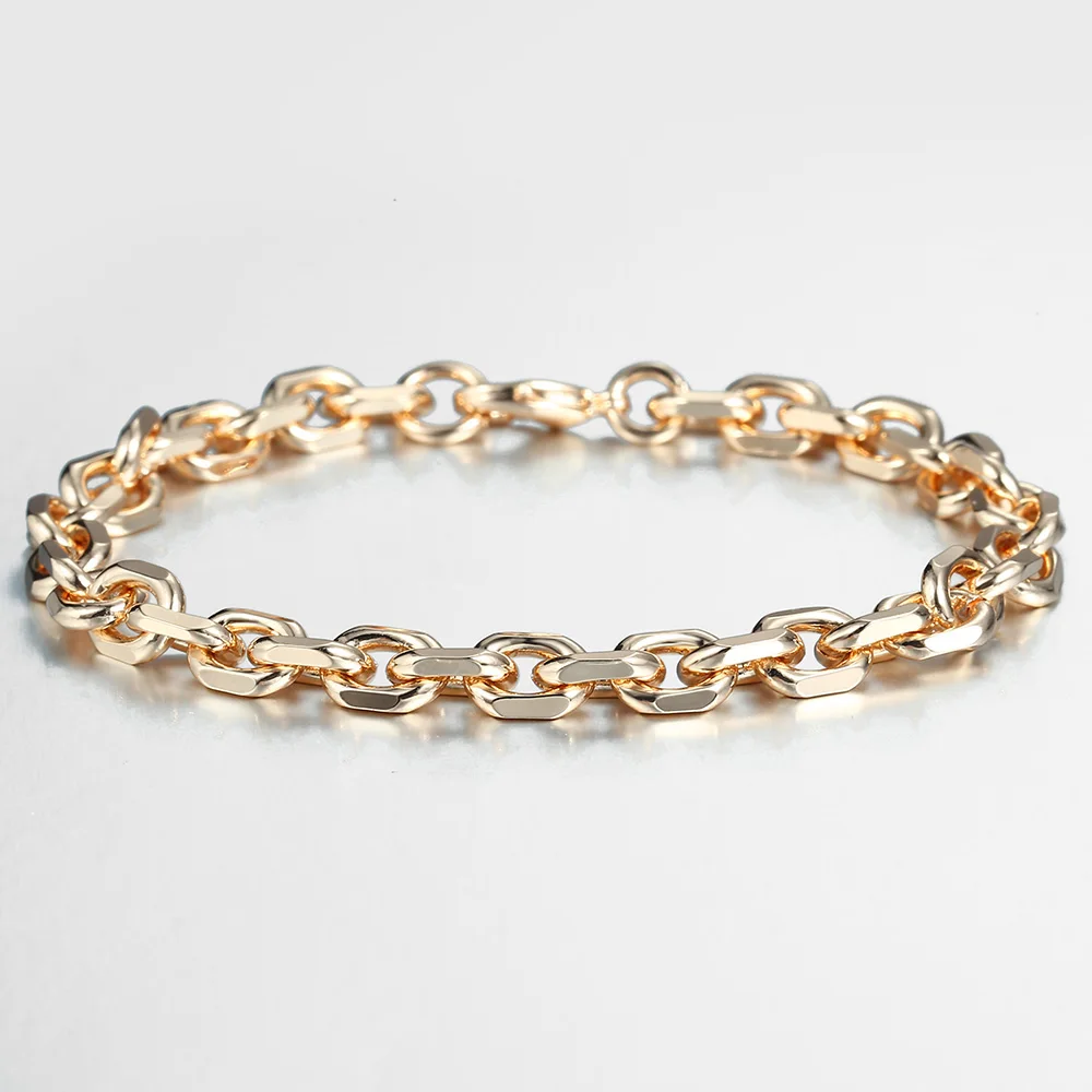 Davieslee 585 Rose Gold Color Rolo Cable Link Chain Bracelet Necklace Jewelry Set for Women Girls Party Wedding Best Gifts DCS17