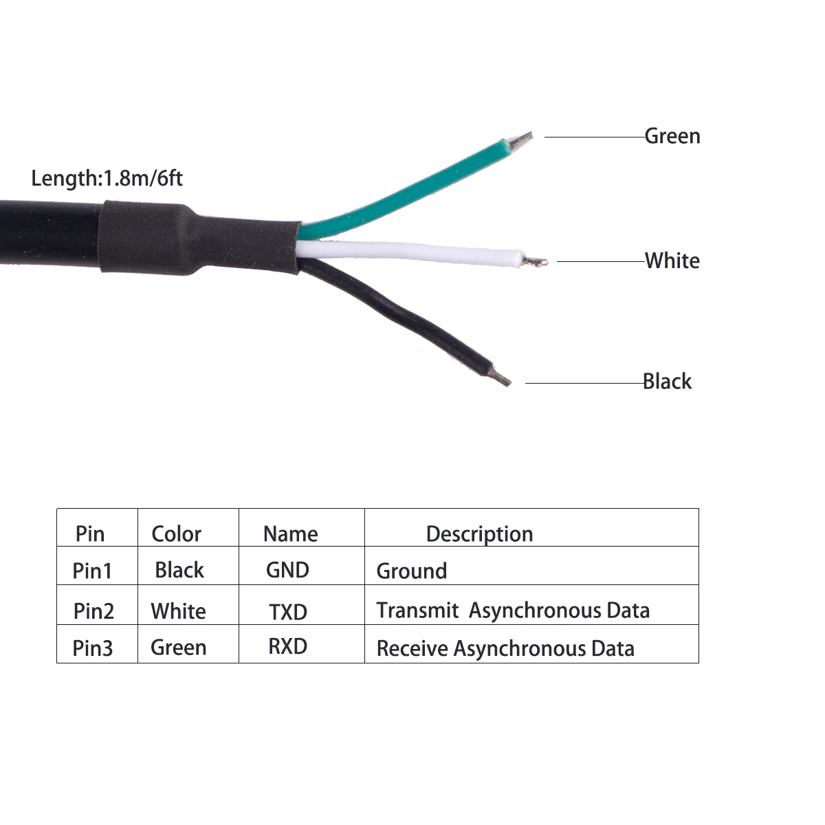 TTL-232R-5V/3.3V Ftdi Chip Usb Naar 3Pin Draad End Ttl Uart Niveau Seriële Adapter Kabel